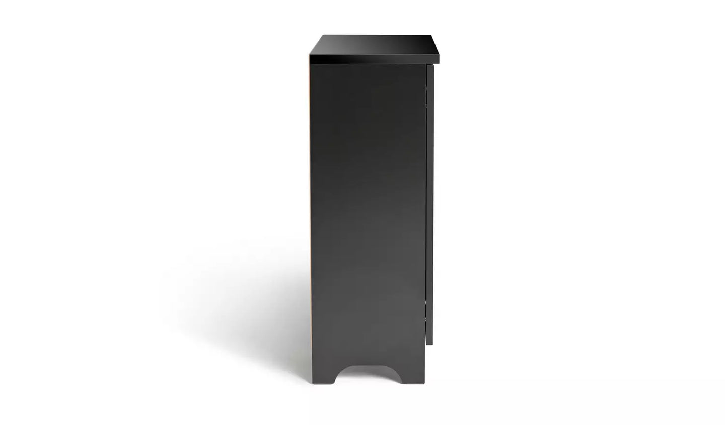 Assembled Slatted Shoe Cabinet - Black
